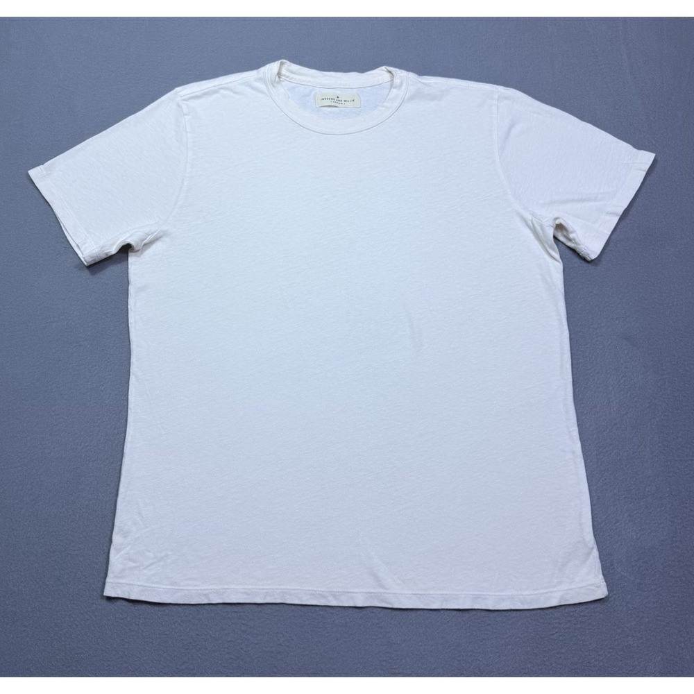 Imogene + Willie T Shirt Mens M Cream Crew Neck Normcore USA Short Sleeve